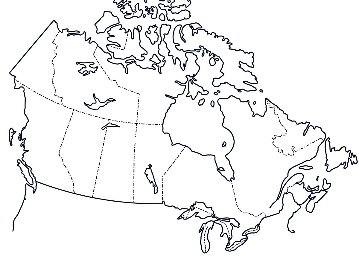 Map of Canada with Provinces and Territories