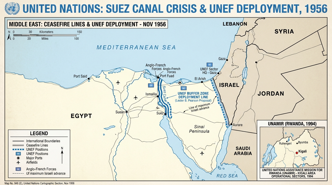 Peacekeeping Map: Suez and Rwanda