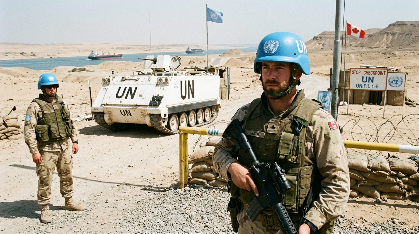 Canadian UN Peacekeepers in Blue Helmets