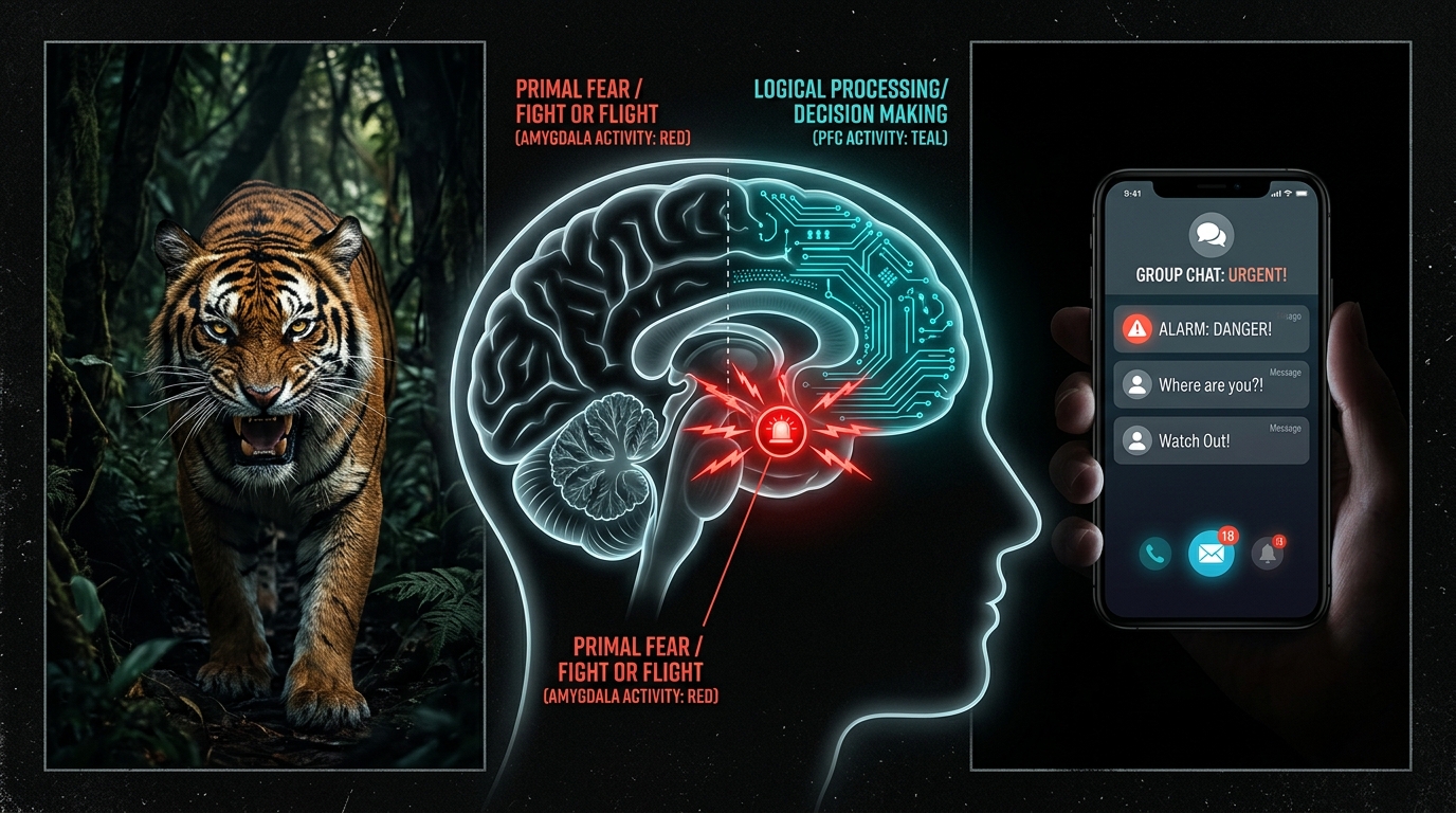 Tiger vs Phone Amygdala Concept